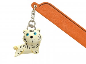 White Tiger Leather Charm Bookmarker