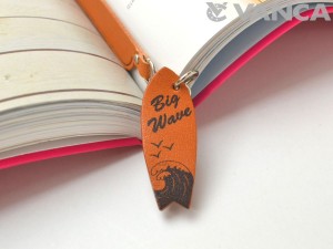 Surfboard Leather Charm Bookmarker