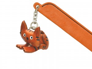 Sitting Cat Tabby Leather Charm Bookmarker