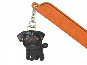 Pug Black Leather dog Charm Bookmarker