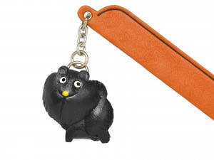 Pomeranian Black Leather dog Charm Bookmarker