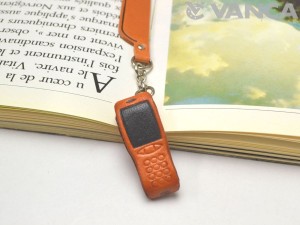 Cellular phone Leather Charm Bookmarker