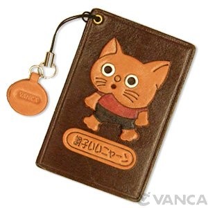 Cat Leather Commuter Pass case/card Holders #26407