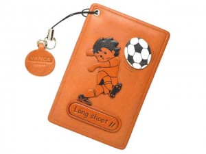 Soccer Long shoot Leather Commuter Pass case/card Holders