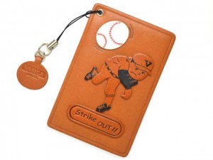 Pitcher Strike out Leather Commuter Pass case/card Holders