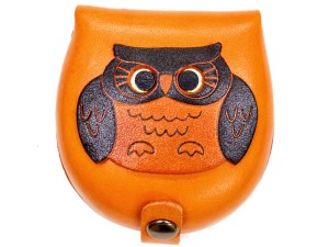 Owl-brown Handmade Genuine Leather Animal Color Coin case/Purse #26088-1