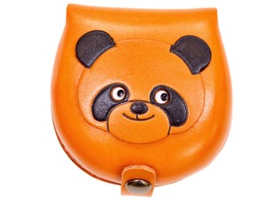 Panda-brown Handmade Genuine Leather Animal Color Coin case/Purse #26089-1