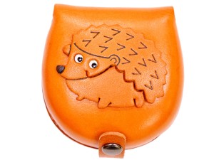 Hedgehog-brown Handmade Genuine Leather Animal Color Coin case/Purse #26088-1