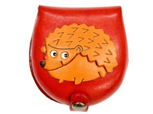 Hedgehog-red Handmade Genuine Leather Animal Color Coin case/Purse #26088-2