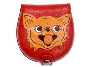 Chihuahua-red Handmade Genuine Leather Animal Color Coin case/Purse #26091-2