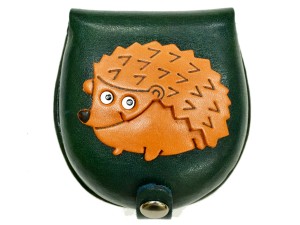 Hedgehog-green Handmade Genuine Leather Animal Color Coin case/Purse #26088-3
