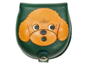 Toy poodle-green Handmade Genuine Leather Animal Color Coin case/Purse #26092-3