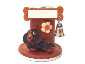 DACHSHUND genuine leather handcrafted Personal stamp Stand #26096