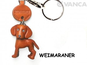 Weimaraner Leather Dog Keychain