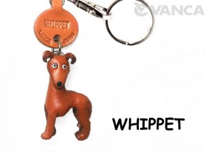 Whippet Leather Dog Keychain